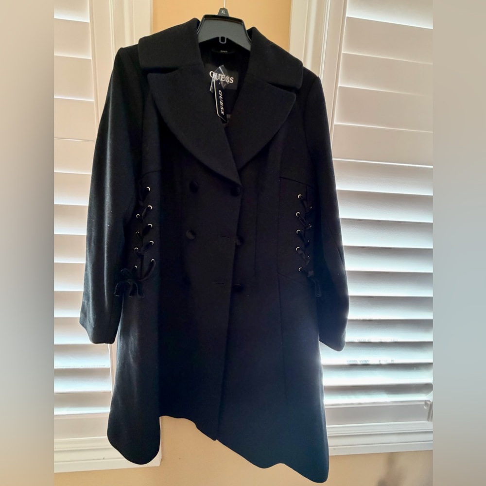 Guess Black Wool Swing Coat-Women's XL
